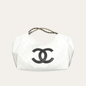 Chanel Coco Beach Small Shopping Bag White & Black 16.9 Inches