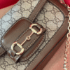 2-207 Gucci Horsebit 1955 Small Top Handle Bag Brown 9.1 Inches