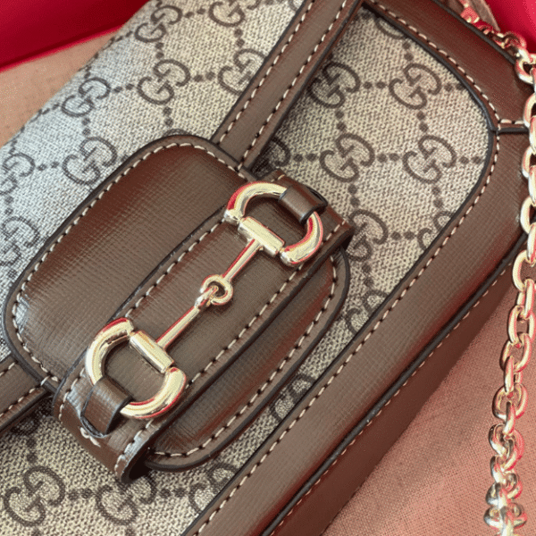 2-207 Gucci Horsebit 1955 Small Top Handle Bag Brown 9.1 Inches