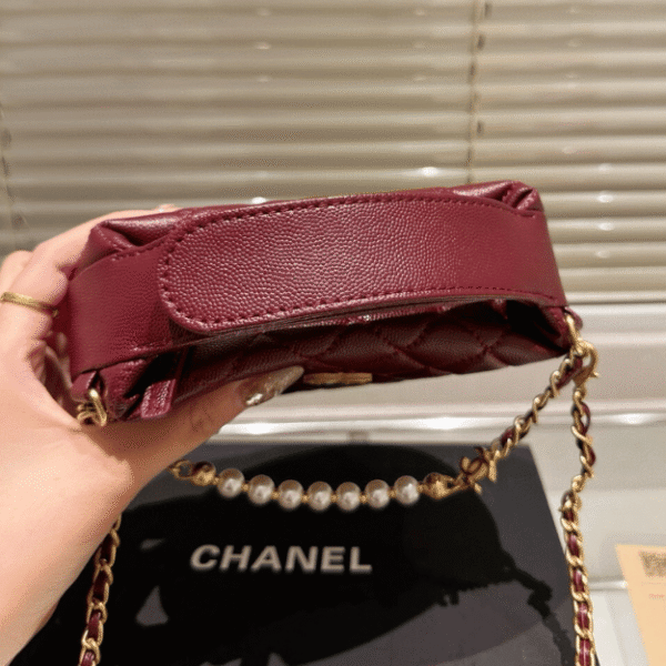 Chanel Quilted Chain Around Pouch Burgundy 7.5 Inches
