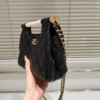 2-254 Chanel Small Tote Shini Pearls Gold-Tone Metal Black 9.1 Inches