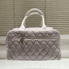 Chanel Vintage Quilted Bowling Bag Grey 13.8 Inches