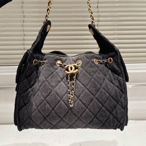 Chanel 25 Hobo Bucket Bag Black 10.2 Inches