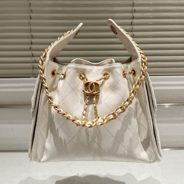 Chanel 25 Small Hand Bag White 13.4 Inches