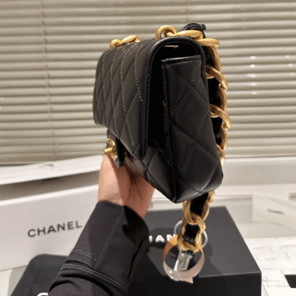 Chanel Flap Square Bag Black 7.9 Inches