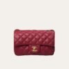 Chanel Quilted Mini Cc Rectangular Pearl Crush Flap Bag Red 20Cm