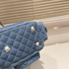 Chanel Bowling Denim Multi-Pocket Blue Denim 11.8 Inches