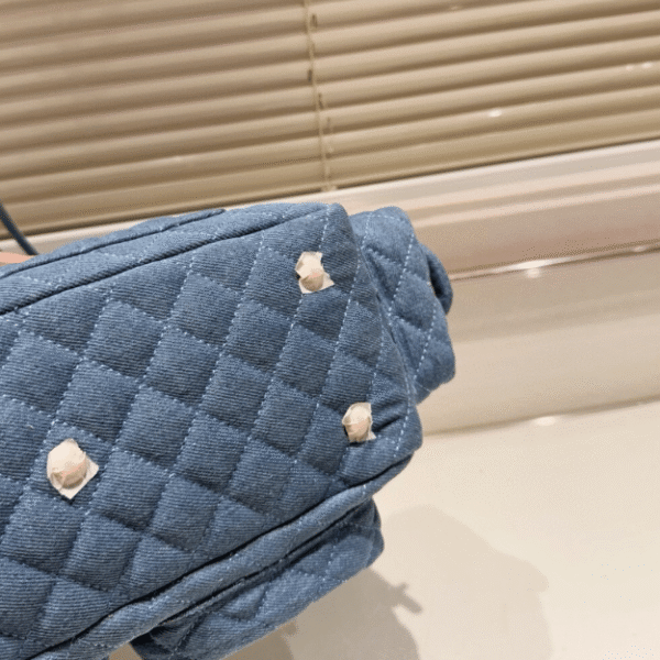 Chanel Bowling Denim Multi-Pocket Blue Denim 11.8 Inches
