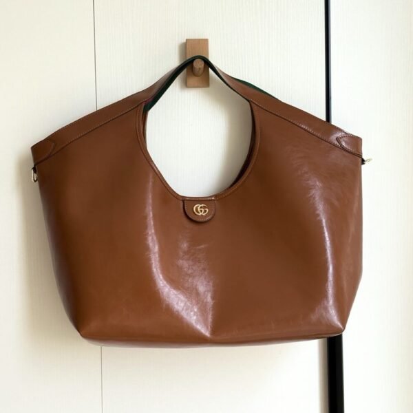 2-30 Gucci Giglio Large Tote Bag Dark Brown Leather 23.6 Inches 853971 AAF2H 7645