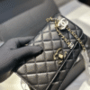 Chanel Coin Charm Flap Bag Black 7.5 Inches