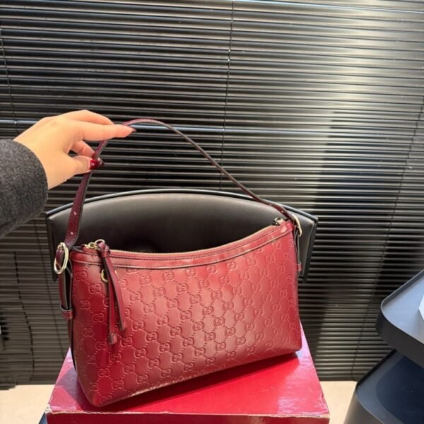 Gucci GG Emblem Medium Shoulder Bag Red 11.4 Inches