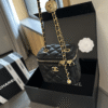 Chanel Mini Vanity Case With Gold Ball Black 4.3 Inches