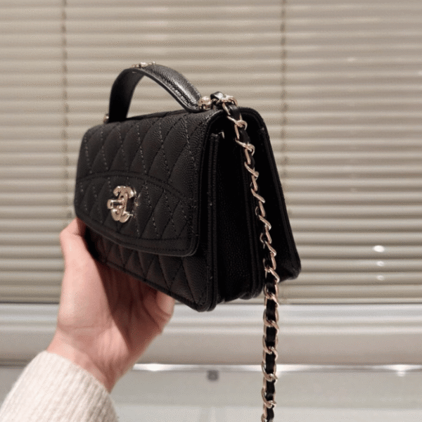 Chanel Vintage-Style Shoulder Bag Black 7.5 Inches