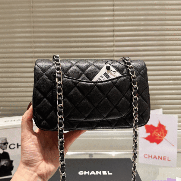 Chanel Mini Square Flap Bag Black 7.9 Inches