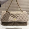2-334 Chanel Vintage-Style Flap Bag Khaki 15.7 Inches