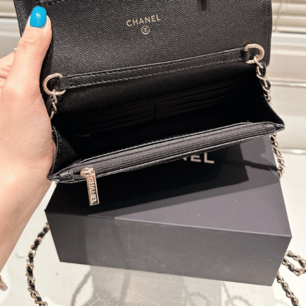 Chanel Flap Bag Woc (Wallet On Chain) Black 7.5 Inches