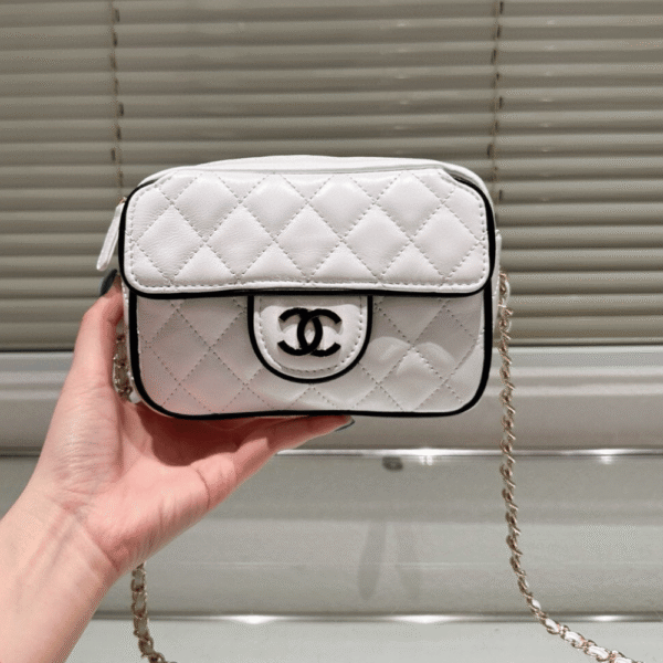 Chanel Camera Bag Mini White 7.1 Inches