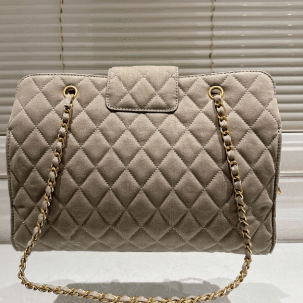 Chanel Vintage Style Shopping Bag Khaki 13.8 Inches