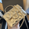 Chanel Mini Top Handle Flap Bag Gold Metallic 5.1 Inches