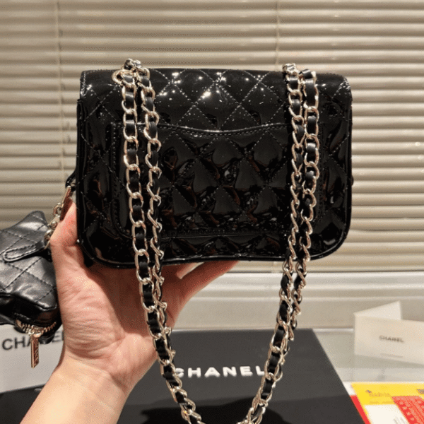 2-346 Chanel 24C Mini Flap Bag Metallic Black 7.5 Inches