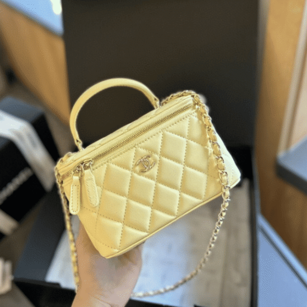 Chanel Classic Mini Vanity Case Pastel Yellow 6.7 Inches