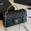 Chanel Mini Top Handle Flap Bag Black 7.9 Inches