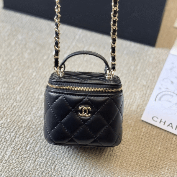 Chanel Mini Square Vanity Case Black 3.9 Inches