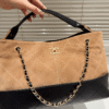 Chanel Shopping Bag Shiny And Gold Tone Metal Beige Black 14.2 Inches AS5657 B20827 U1536