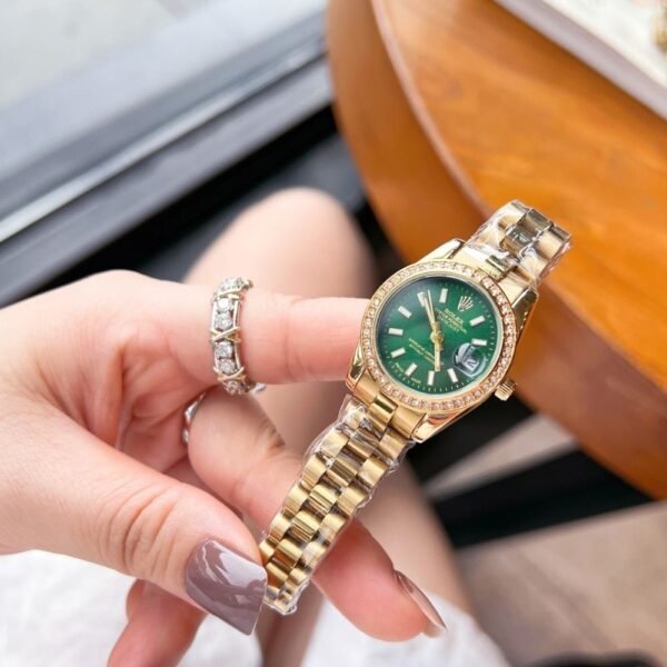 Rolex Lady Datejust Green Dial Yellow Gold 28Mm