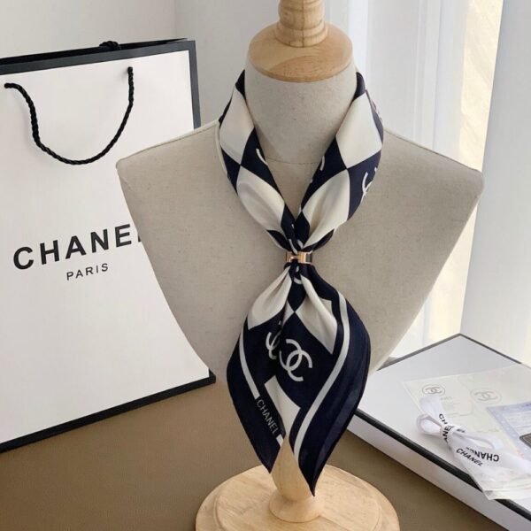 2-4-1.jpg Chanel Square Motif Cc Logo Silk Scarf Black And White 27.6 Inches