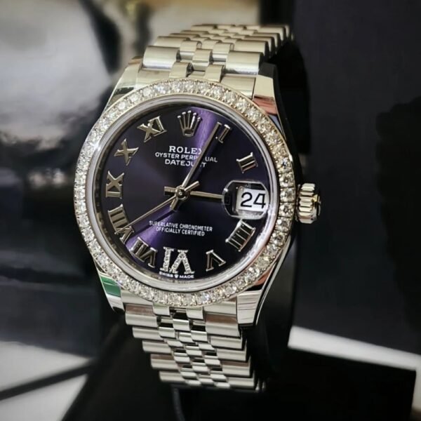 2-41.jpg Rolex Datejust 36 Aubergine Diamond Dial Oyster Watch In Purple