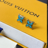 Louis Vuitton Monogram Flower Tile Stud Earring Gold-Tone Q16641
