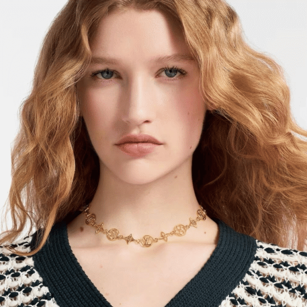 Louis Vuitton Monogram Bloom Necklace Gold-Tone