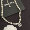Chanel Pearl Choker Necklace With Star And Cc Pendant Silver-Tone