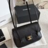 Chanel Small Flap Bag Grained Shiny And Gold Tone Black 8.7 Inches AS6130 B23483 94305