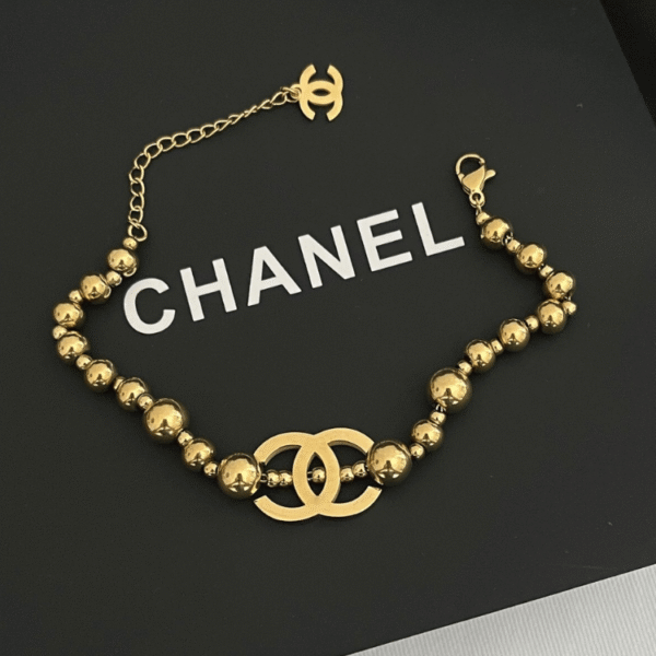 Chanel Cc Logo Bead Bracelet Gold-Tone