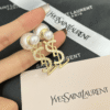 Yves Saint Laurent Cassandre Logo And Pearl Double Earrings Gold-Tone