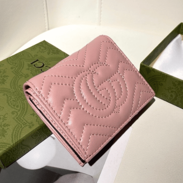 Gucci Gg Marmont Small Wallet Pastel Pink 4.5 Inches 466492 Dtd1T 5909