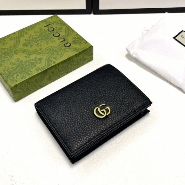 ‎Gucci Gg Marmont Card Case Wallet Black 4.3 Inches 456126 Cao0G 1000