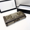 2-532 Gucci Jumbo Gg Monogram Flap Wallet Brown 7.5 Inches