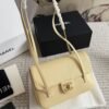 2-55 Chanel Small Flap Bag Grained Shiny And Gold Tone Light Yellow 8.7 Inches