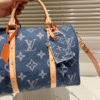 2-584 Louis Vuitton Keepall 30 Denim Monogram Blue 12 Inches