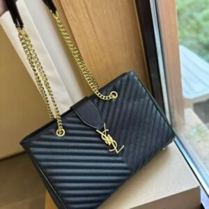 Saint Laurent Matelasse Cassandre Shopper Tote Black 13.8 Inches