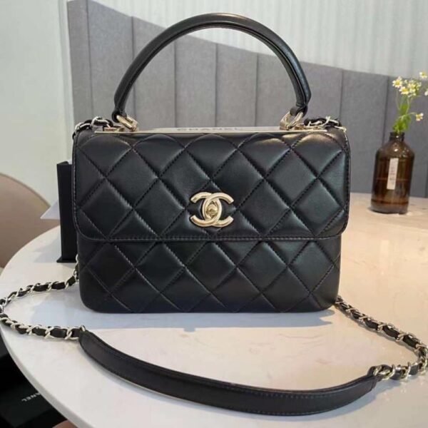 2-83 Chanel Flap Bag With Top Handle Bag With Gold Metal Black 9.8 Inches A92236 Y60767 94305