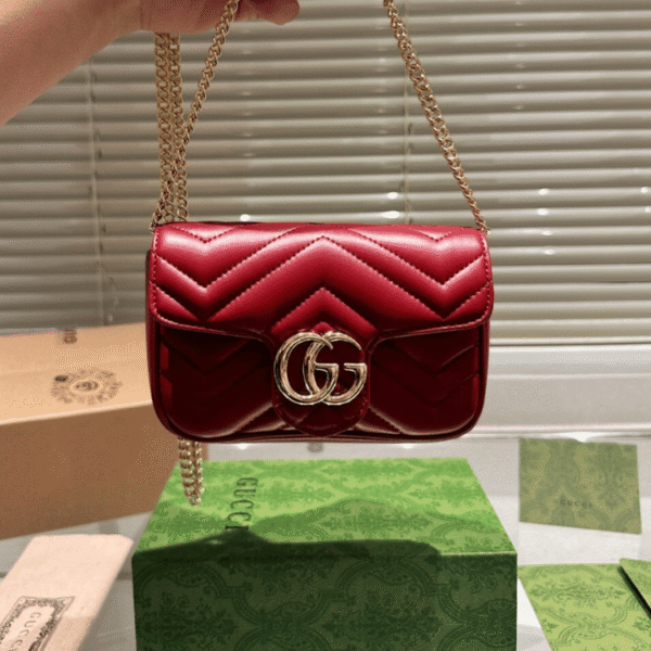 Gucci Gg Marmont Mini Bag Rosso Ancora Red 6.5 Inches 476433 Dtdhv 6207