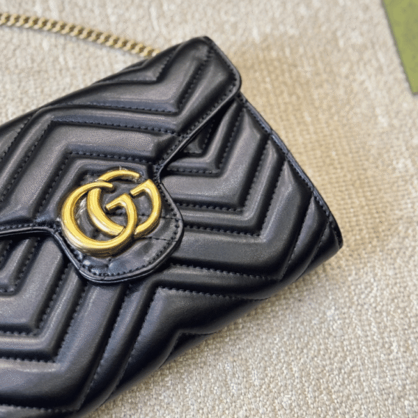 Gucci Gg Marmont Woc Chain Shoulder Bag Black 7.9 Inches