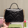 Gucci Gg Marmont Top Handle Chain Shoulder Bag Black 10.6 Inches