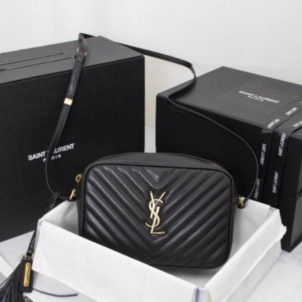 2-93 Saint Laurent Lou Camera Bag In Quilted Black Gold Leather 9 Inches 612544Dv7071000