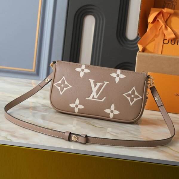 Louis Vuitton Multi Pochette Accessoires Monogram Empreinte Greige 9.8 Inches