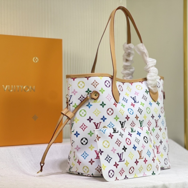 Louis Vuitton Neverfull MM Monogram Multicolore White 12.2 Inches M40156